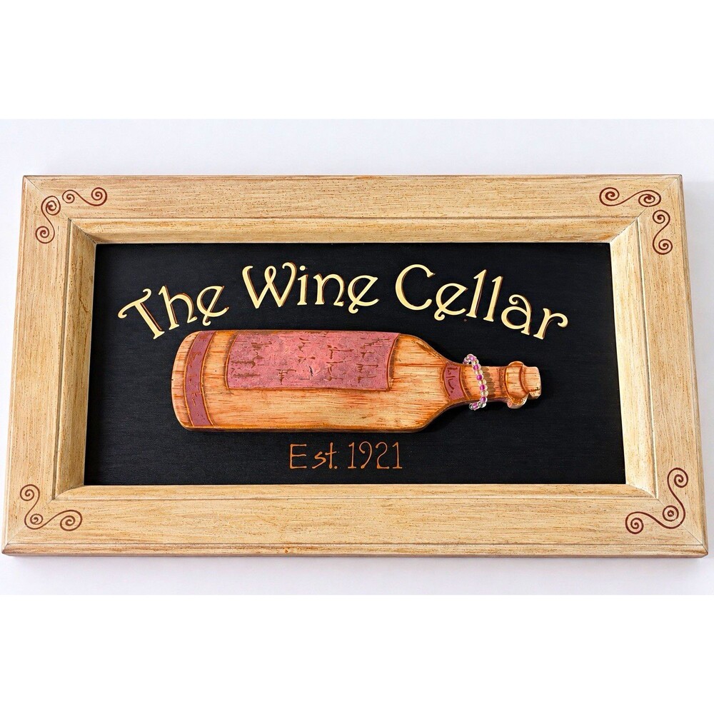 The Wine Cellar Est. 1921 Framed Wooden Wall Sign Horizontal Rectangle Decor